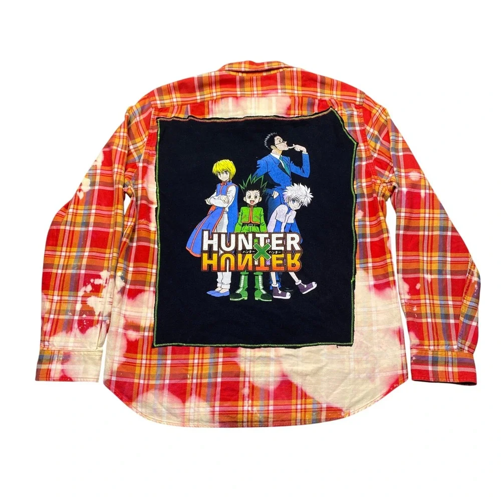 J. Crew Hunter x Hunter Custom Bleached‎ Plaid Flannel Shirt Mens Large Red
